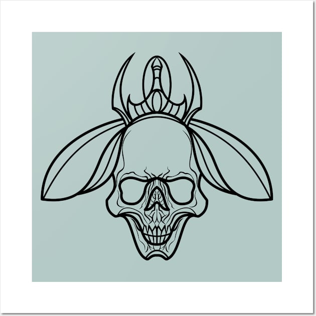 Skull and beetle Wall Art by GuettoUnderClothing